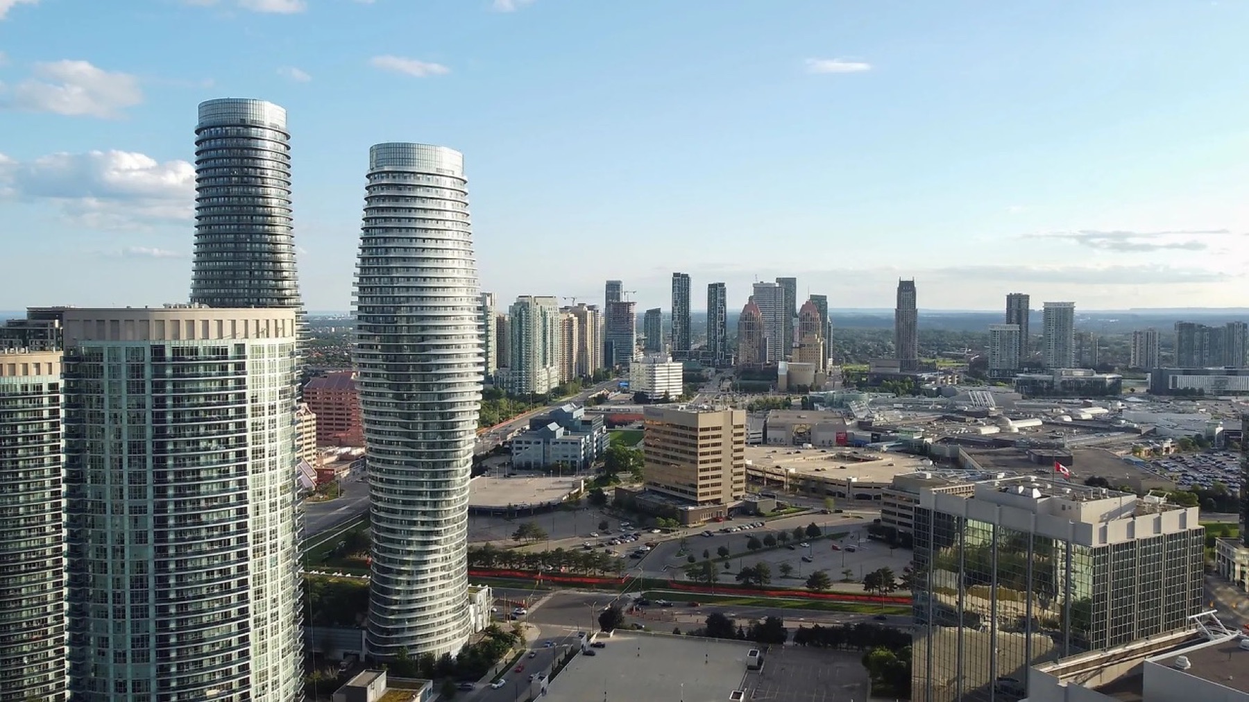 The Mississauga skyline, including the Absolute Towers.